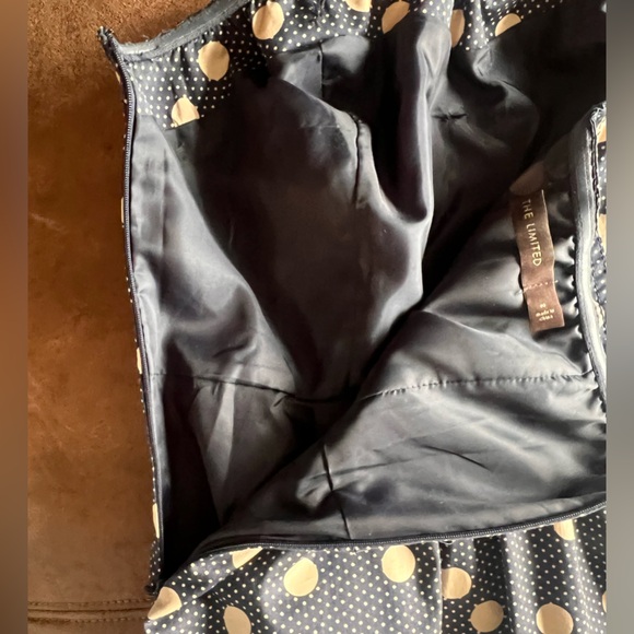 The Limited sz 2 navy blue/cream polka dot strapless dress! Vintage petite - Picture 8 of 16